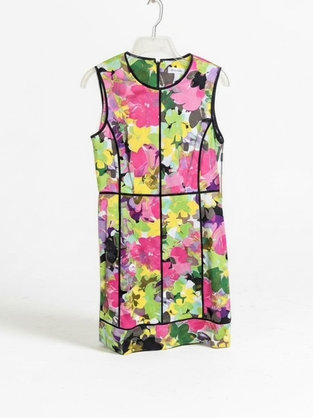 NWT- Calvin Klein Bright Floral Panel Shift Dress in Pink, Green and Yellow -10